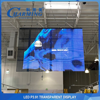 3D P3.91-7.8 Διαφανές LED βίντεο τοίχου με οθόνη από γυαλί χυτό υλικό αλουμινίου
