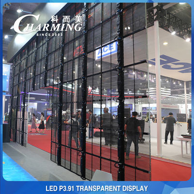 Διαφημιστικό εμπορικό κέντρο P3.91 Διαφανές LED βίντεο τοίχος 4K εσωτερικό