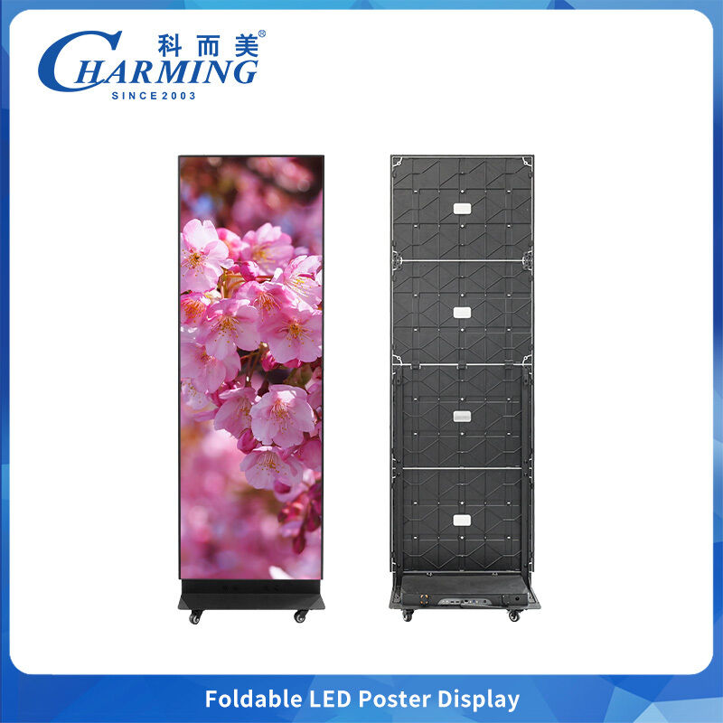 P2.5 Foldable Led Poster Display 7680hz Indoor Commercial Advertising For Canteen Concert Etc Gob 360° Wheels For Effortless Mobility